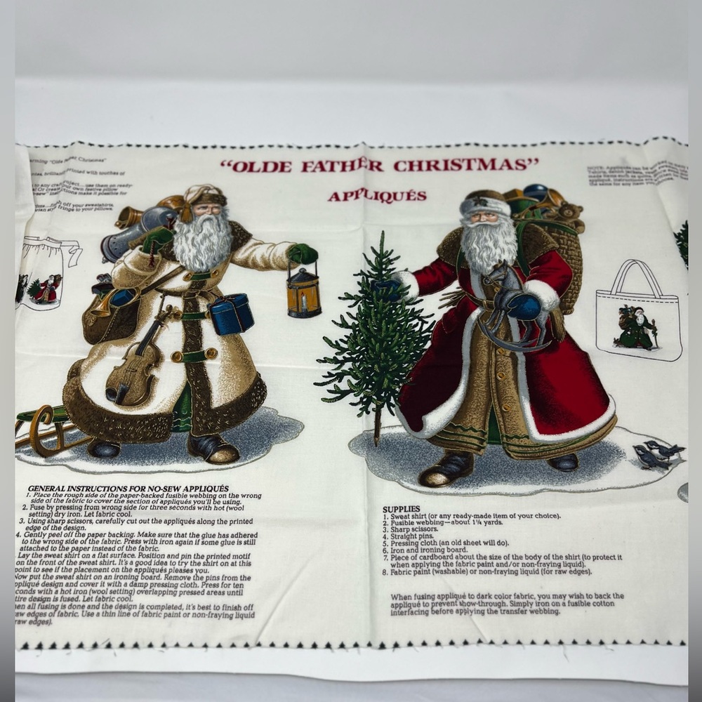 Vintage Cranston Print Works Olde Father Christmas Appliques Joan Messmore Santa